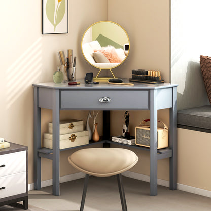 Corner Wooden Piece Laptop Computer Desk-Black