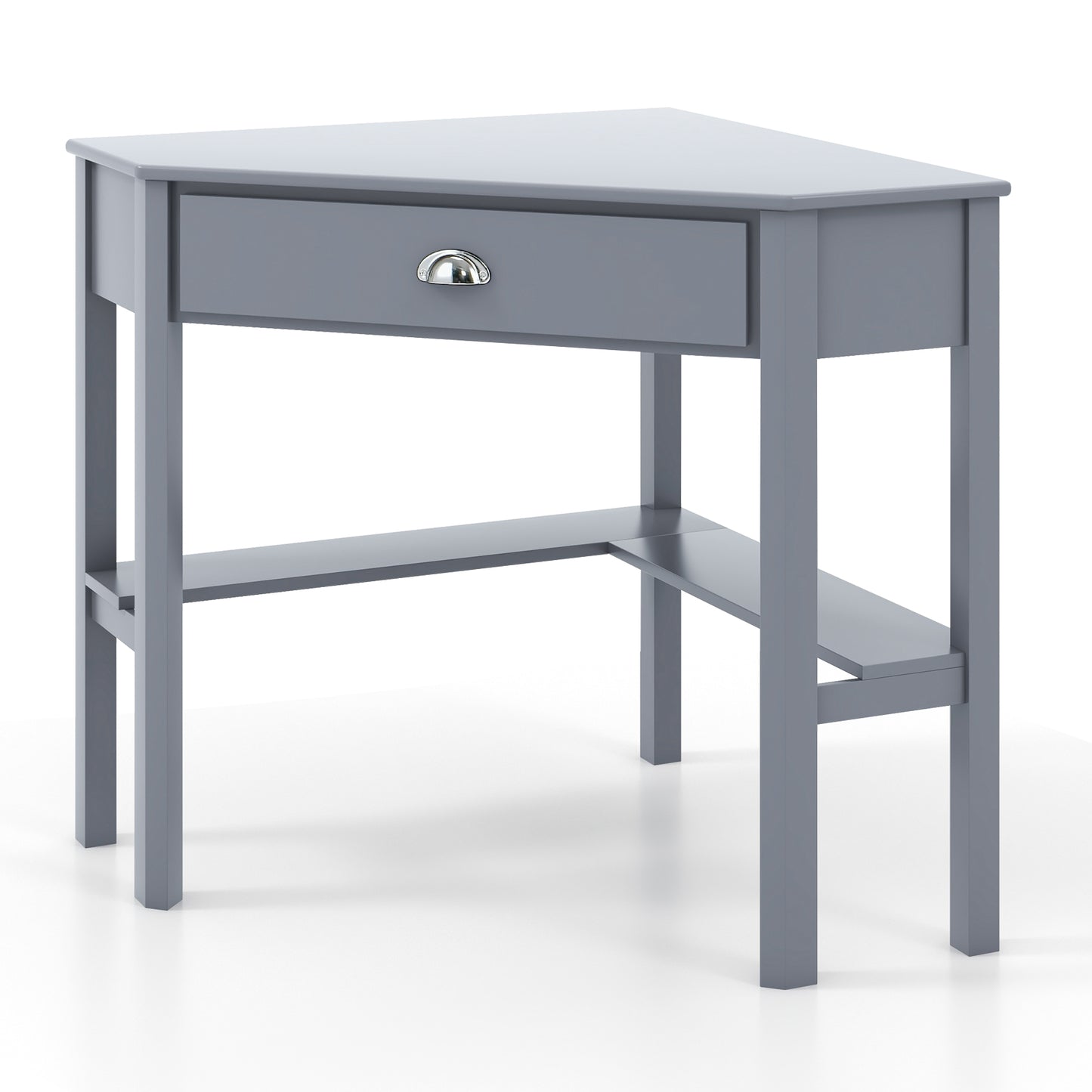 Corner Wooden Piece Laptop Computer Desk-Black