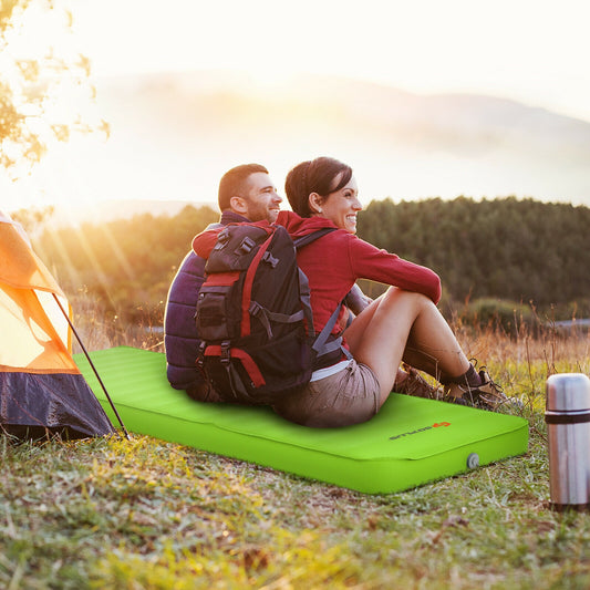 Self Inflating Folding Camping Sleeping Mattress with Carrying Bag-Green