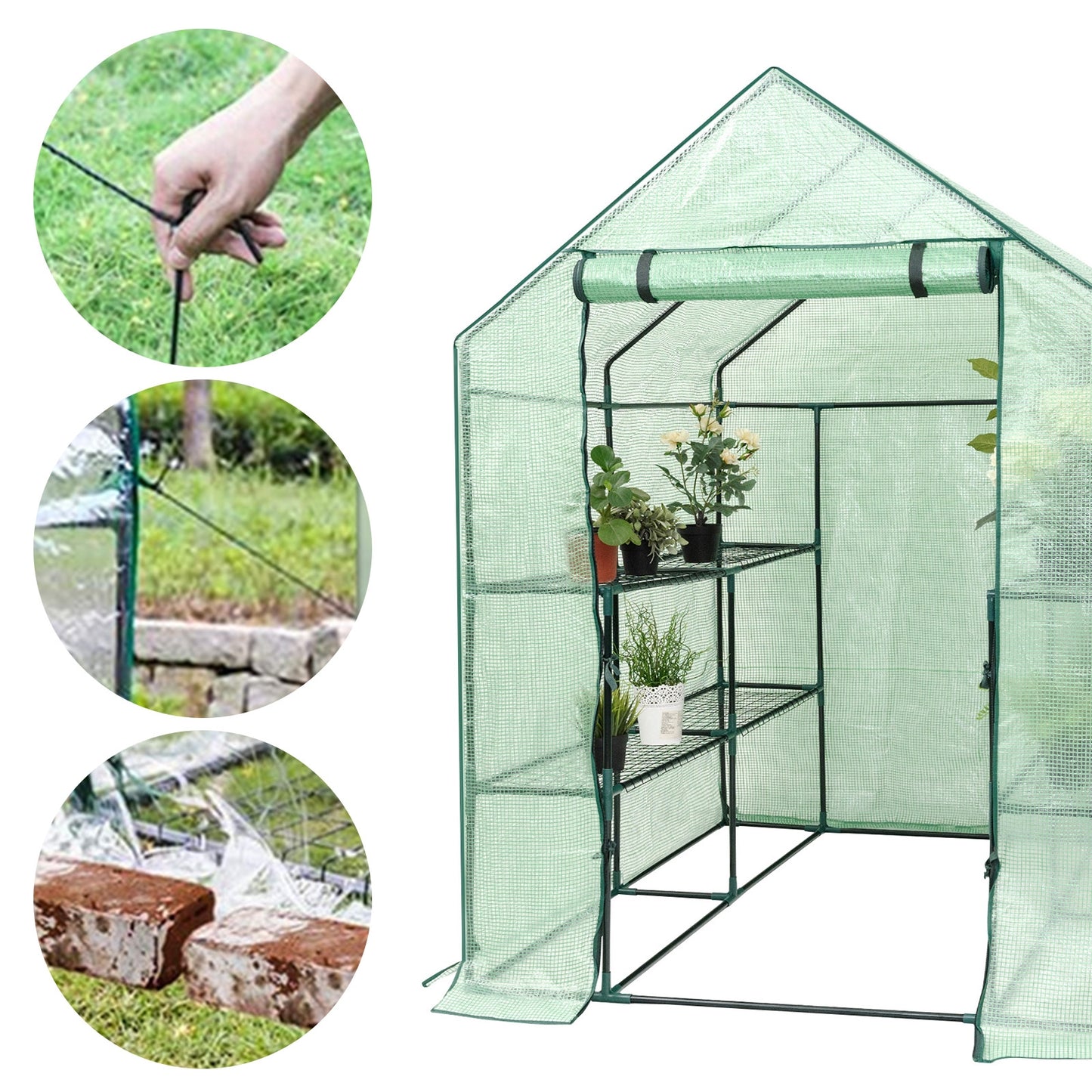 8 shelves Mini Walk In Greenhouse Outdoor Gardening Plant Green House - Direct by Wilsons Home Store
