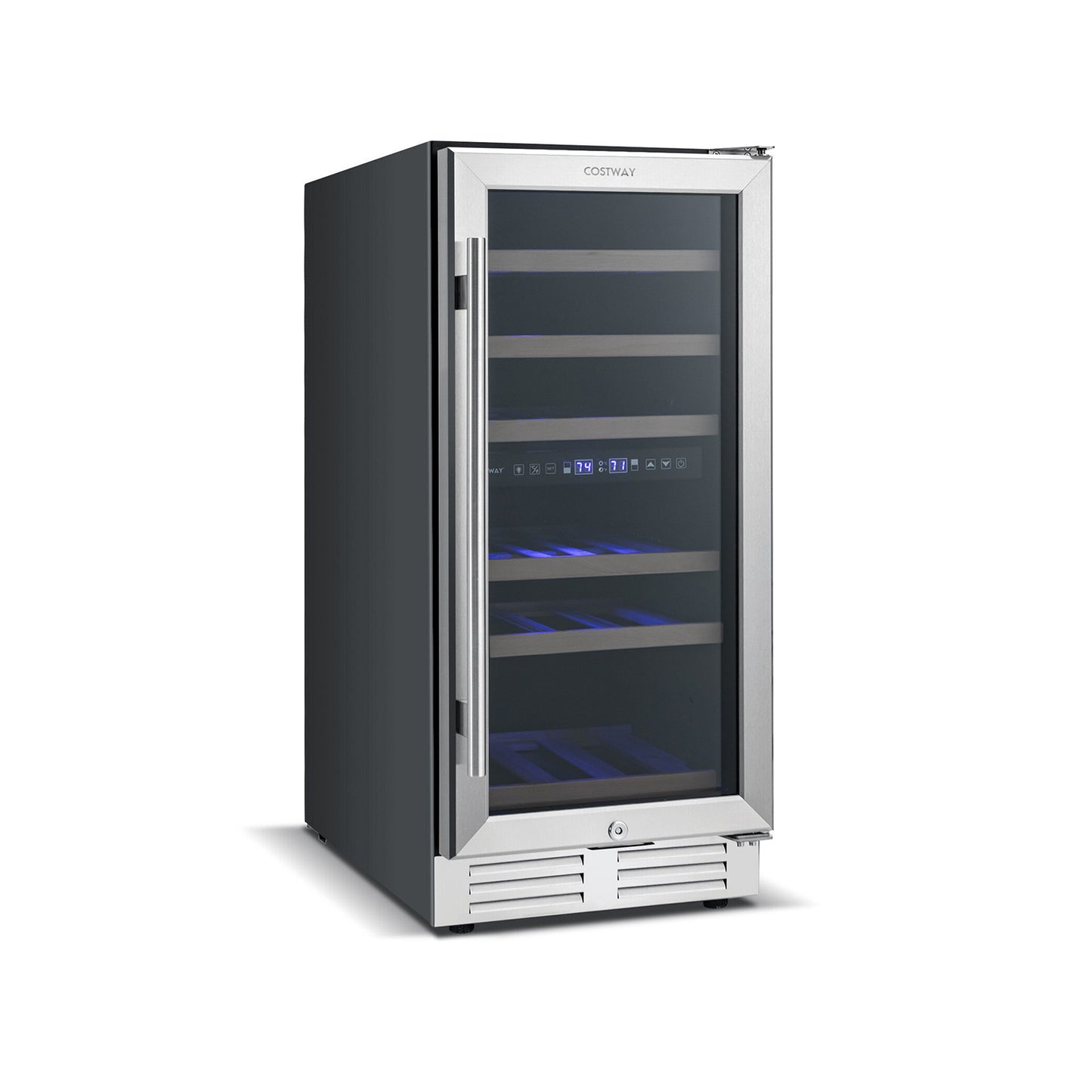 30-Bottle Freestanding Wine Cooler with Temp Memory and Dual Zones -Silver