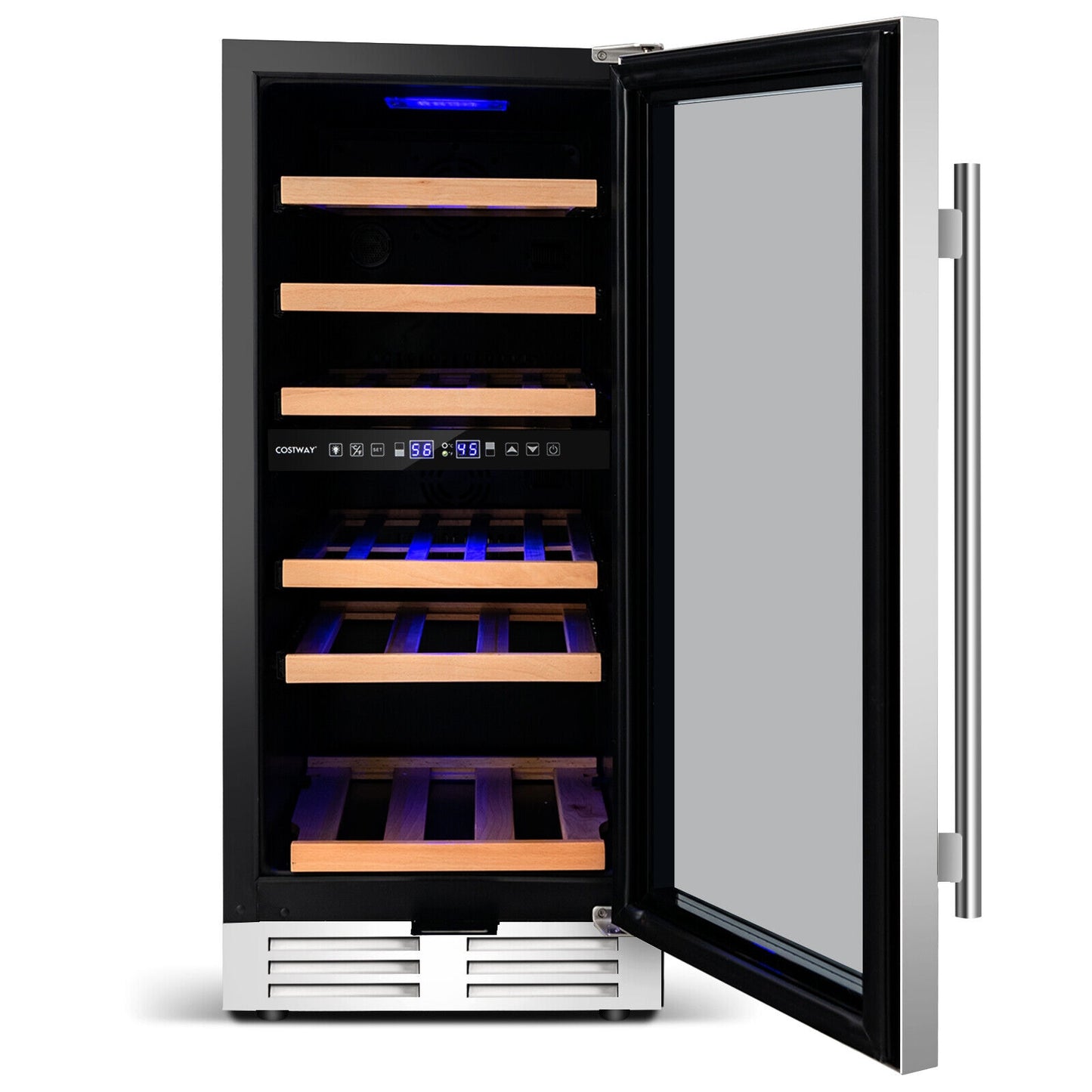 30-Bottle Freestanding Wine Cooler with Temp Memory and Dual Zones -Silver