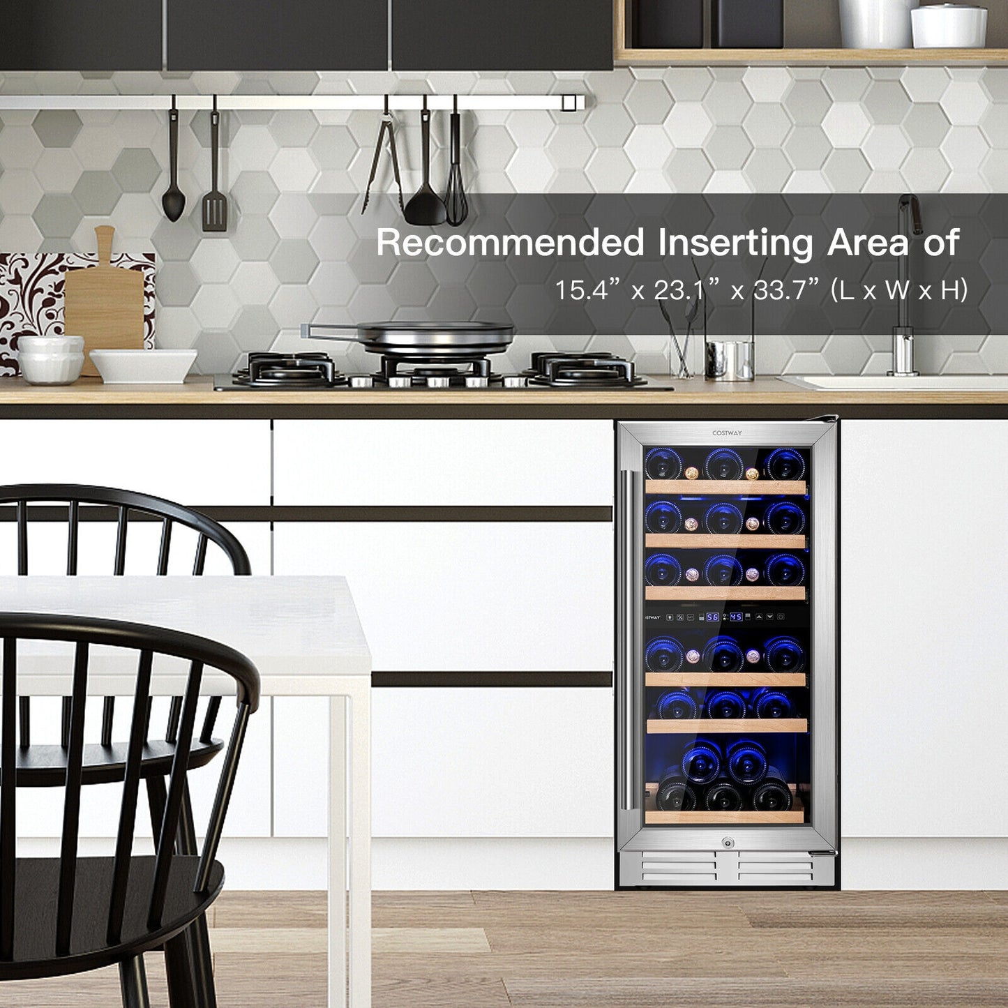 30-Bottle Freestanding Wine Cooler with Temp Memory and Dual Zones -Silver