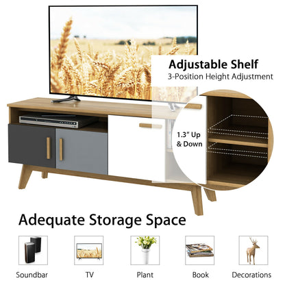 65 Inch TV Stand with 3 Storage Cabinets and 3 Open Shelves for Living Room