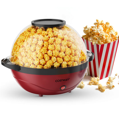 6QT Stirring Popcorn Popper Maker with Nonstick Plate-Red