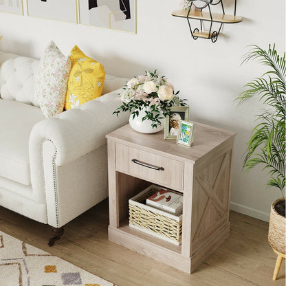 Compact Nightstand with Drawer and Shelf-Black