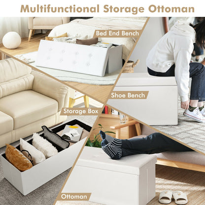 45 Inch Large Folding Ottoman Storage Seat-White