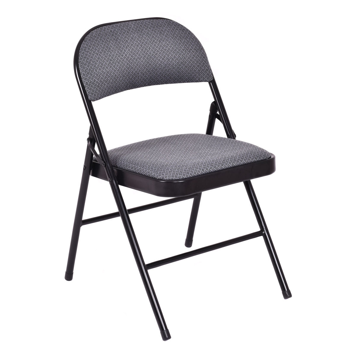 Set of folding office chairs with upholstered seats and fabric-covered backrests for conference or home office use.