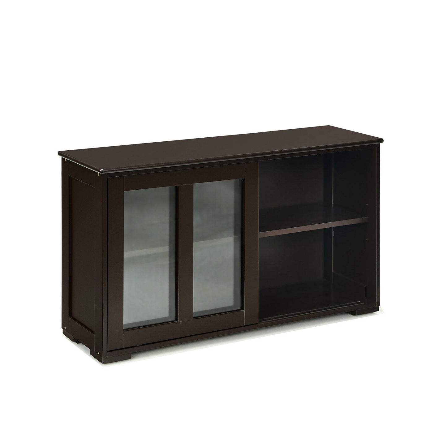 Kitchen Storage Cabinet with Glass Sliding Door-Black