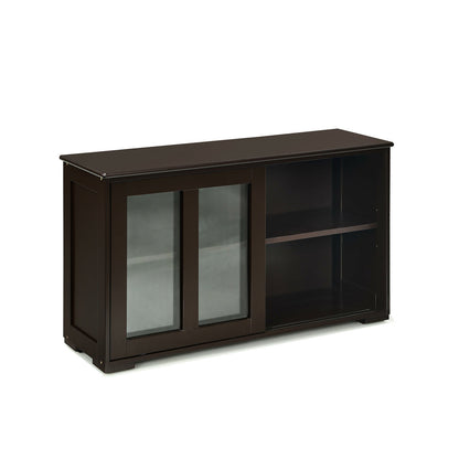 Kitchen Storage Cabinet with Glass Sliding Door-Black