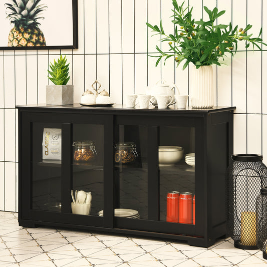 Kitchen Storage Cabinet with Glass Sliding Door-Black - Direct by Wilsons Home Store