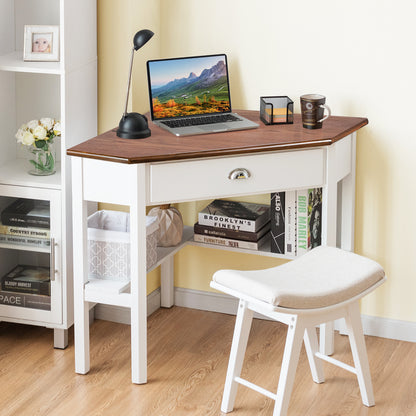 Corner Wooden Piece Laptop Computer Desk-Black