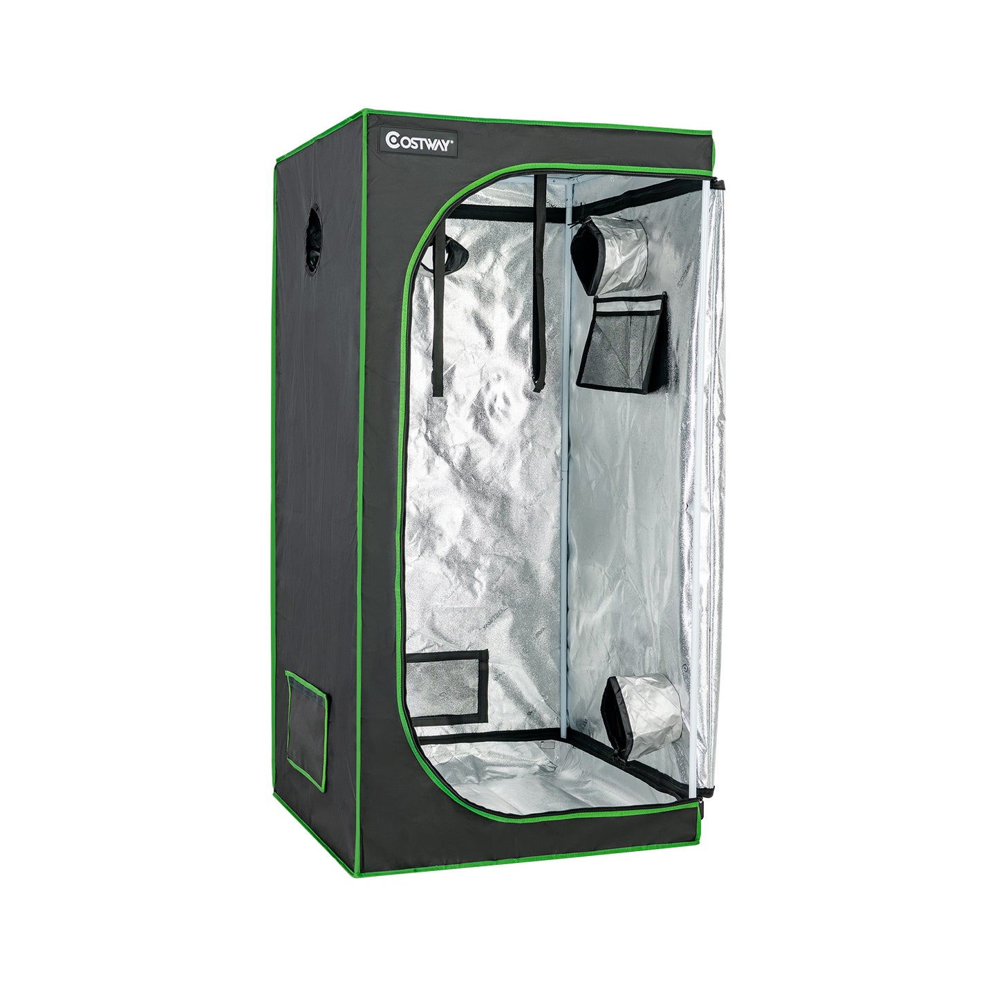 32 x 32 x 63 Inch Mylar Hydroponic Grow Tent with Observation Window and Floor Tray-Black