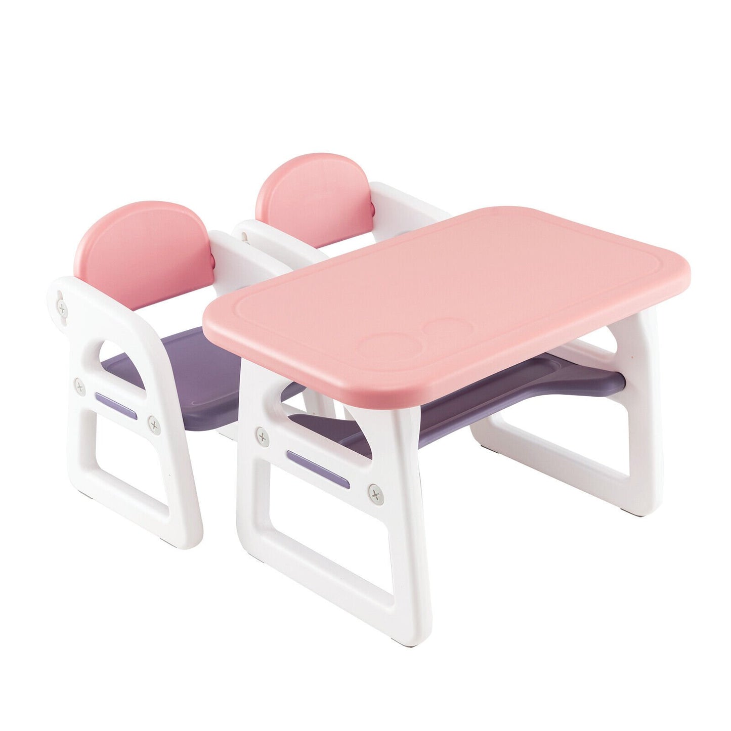 Kids Table and Chair Set with Building Blocks-Gray