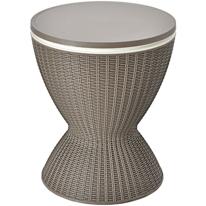 3 in 1 8 Gallon Patio Rattan Cooler Bar Table with Adjust Ice Bucket-Black