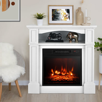 32 Inch 1400W Electric TV Stand Fireplace with Shelf-Natural