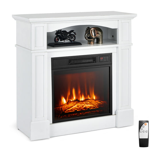 32 Inch 1400W Electric TV Stand Fireplace with Shelf-White