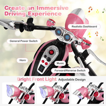 6V 3 Wheel Kids Motorcycle-Pink