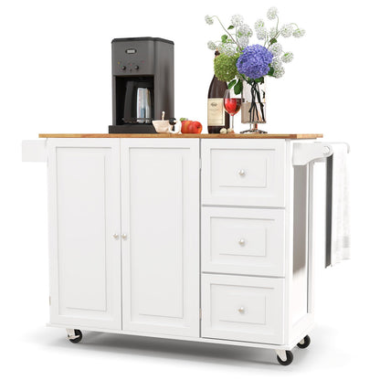 Falling Leaf Kitchen Island Trolley Cart Wood Storage Cabinet