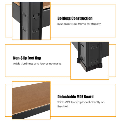 Adjustable Heavy Duty 4 Level Garage Tool Shelf Storage-Black