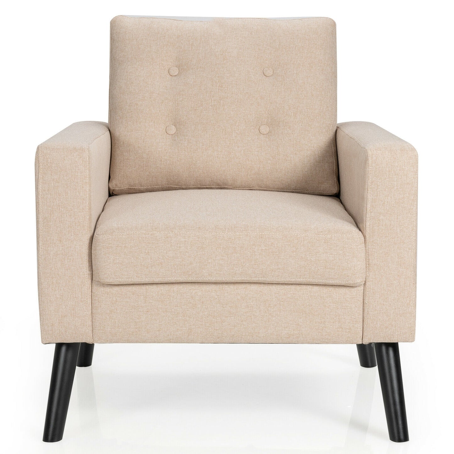Modern Tufted Accent Chair w/ Rubber Wood Legs-Beige