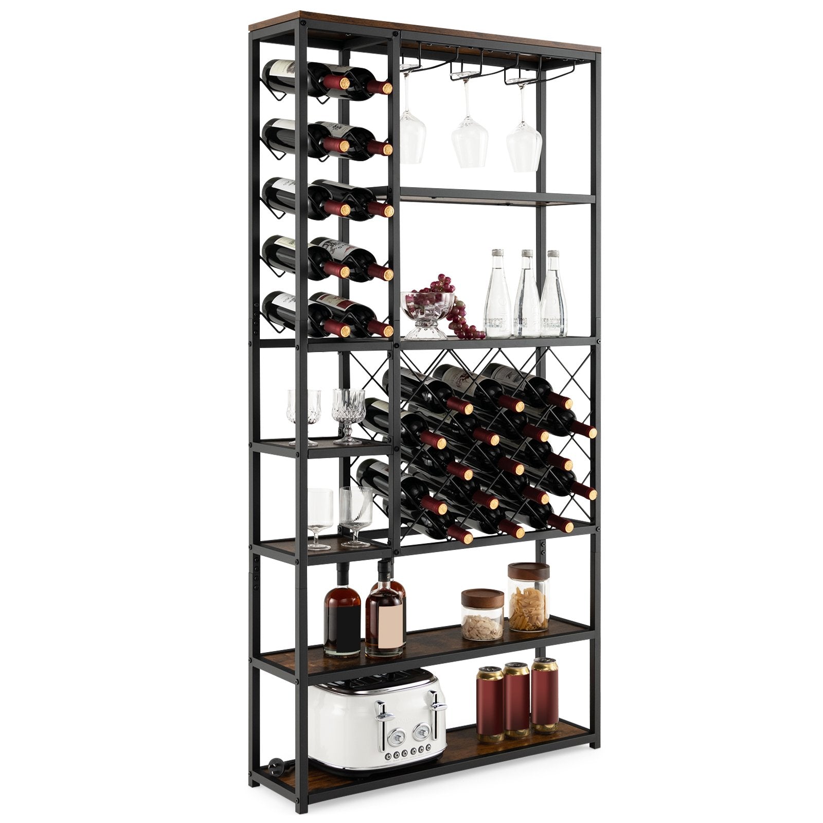 Industrial Floor Wine Rack with 3 Rows of Stemware Racks – Direct by ...
