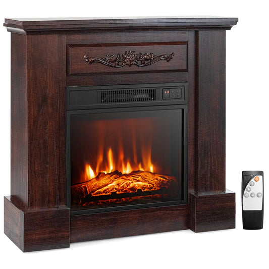 1400W TV Stand Electric Fireplace Mantel with Remote Control-Natural