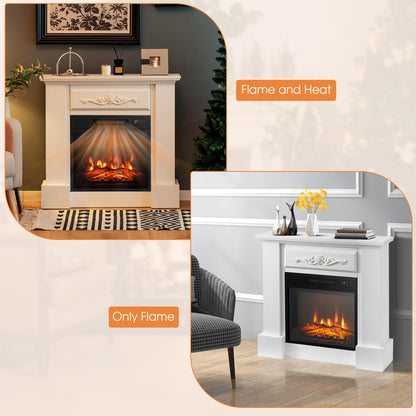 1400W TV Stand Electric Fireplace Mantel with Remote Control-White