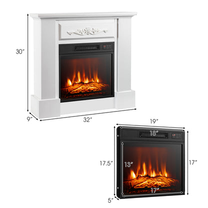 1400W TV Stand Electric Fireplace Mantel with Remote Control-White