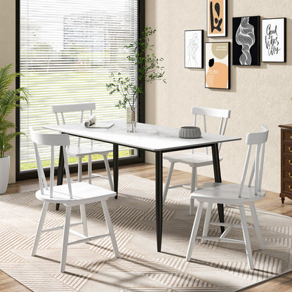 Windsor Style Armless Chairs with Solid Rubber Wood Frame-Black