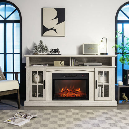 Fireplace TV Stand with 1400W Electric Fireplace-Black