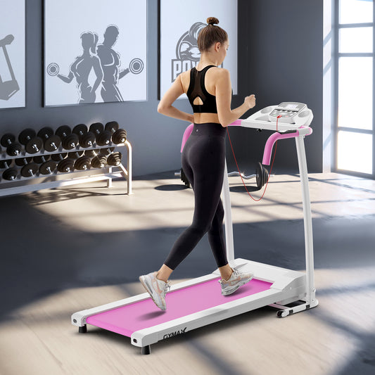 Folding Treadmill with 12 Preset Programs and LCD Display-White