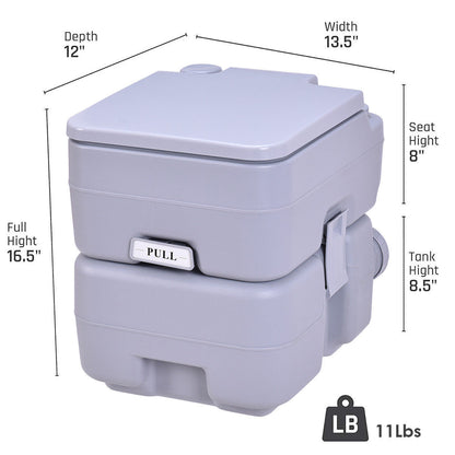 5.3 Gallon Portable Toilet with Waste Tank and Built-in Rotating Spout-Gray - Direct by Wilsons Home Store