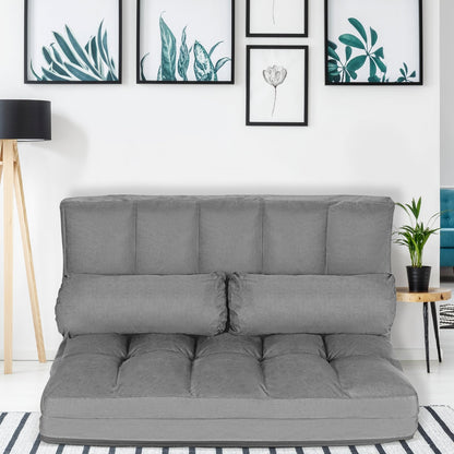 Foldable Floor 6-Position Adjustable Lounge Couch-Beige