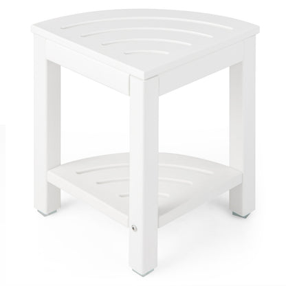 Heavy Duty Corner Shower Bench Stool with Storage Shelf-Brown