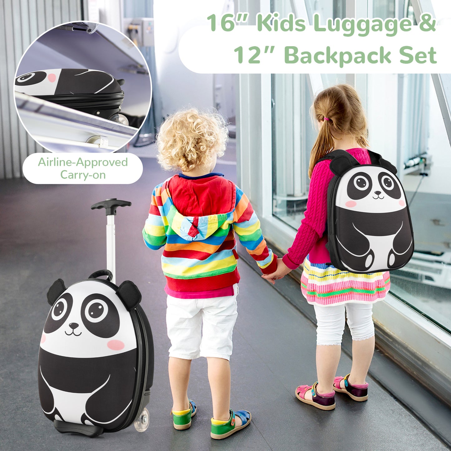 Lightweight and Portable Rolling Suitcase for Children-White