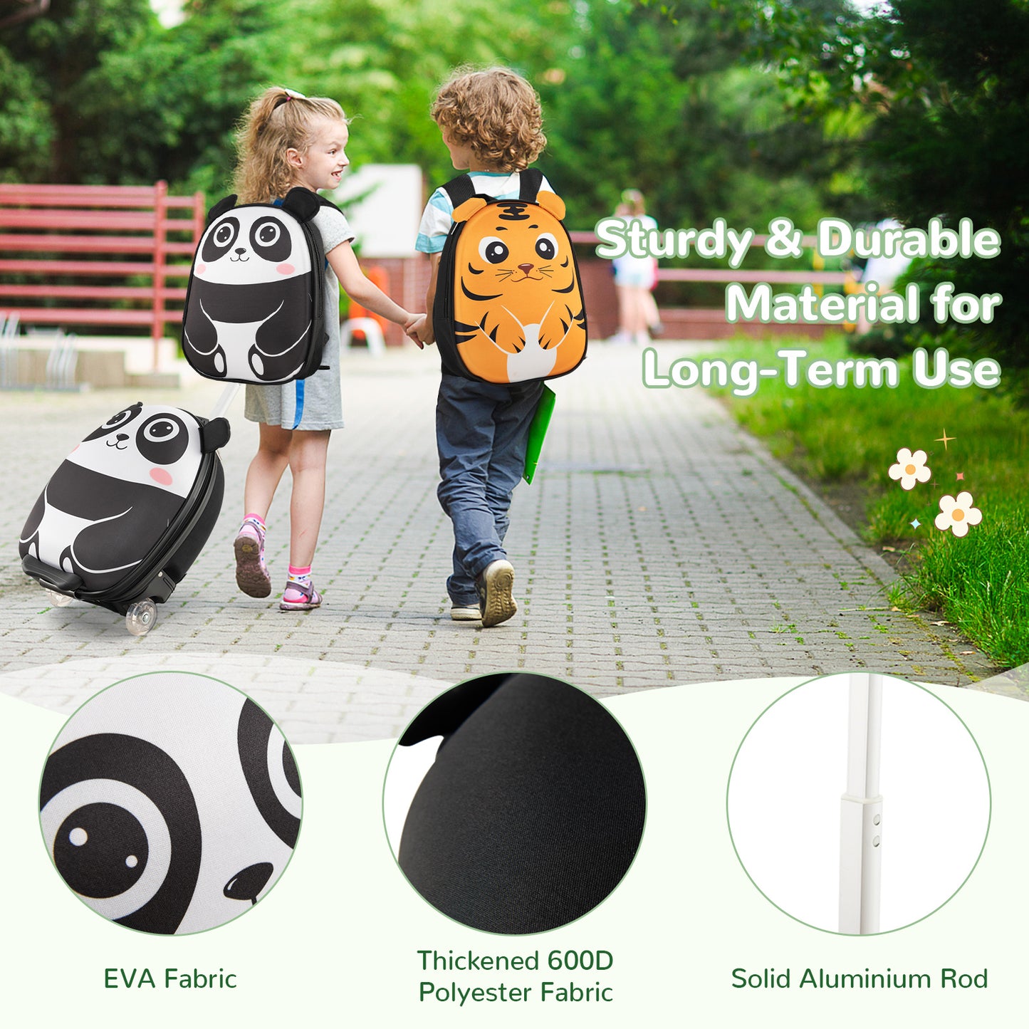 Lightweight and Portable Rolling Suitcase for Children-White