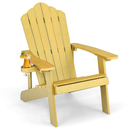 Weather Resistant HIPS Outdoor Adirondack Chair with Cup Holder-Black