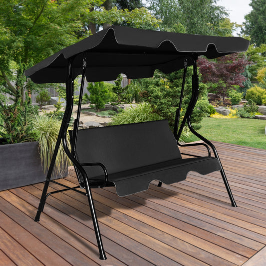 3 Seats Patio Canopy Swing-Black - Direct by Wilsons Home Store
