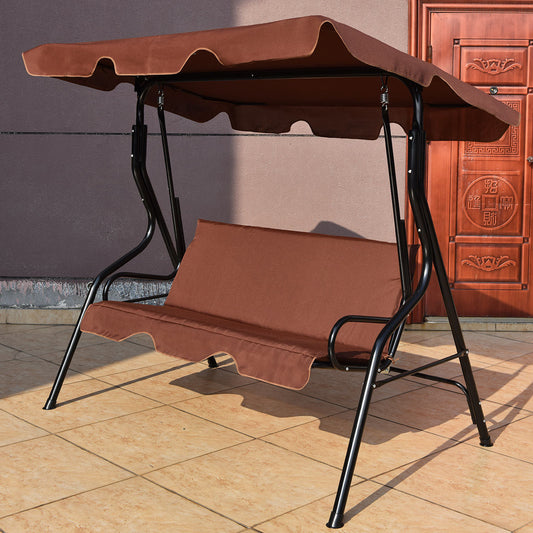 3 Seats Patio Canopy Swing-Brown - Direct by Wilsons Home Store