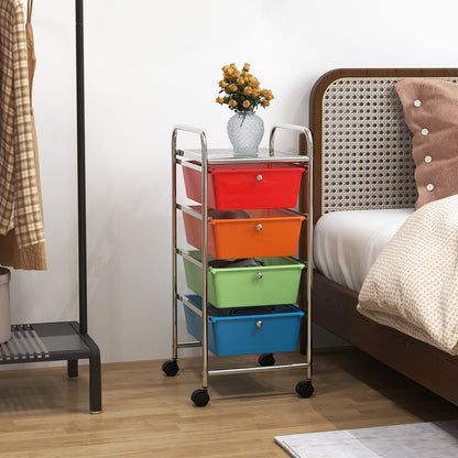 4-Drawer Cart Storage Bin Organizer Rolling with Plastic Drawers-Black