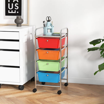 4-Drawer Cart Storage Bin Organizer Rolling with Plastic Drawers-Black
