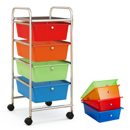 4-Drawer Cart Storage Bin Organizer Rolling with Plastic Drawers-Black