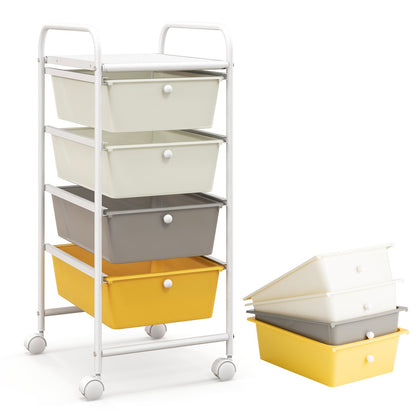 4-Drawer Cart Storage Bin Organizer Rolling with Plastic Drawers-Black