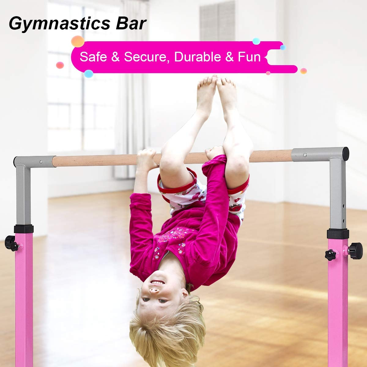 Adjustable Gymnastics Bar Horizontal Bar for Kids-Blue