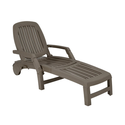Adjustable Patio Sun Lounger with Weather Resistant Wheels-Black