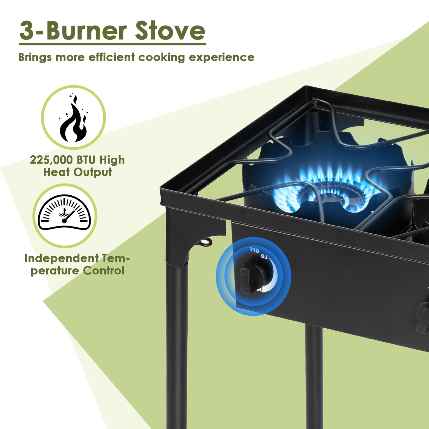 225 000-BTU Portable Propane 3 Burner Gas Cooker