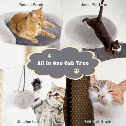 40 Inch Cat Tree Tower Multi-Level Activity Tree with 2-Tier Cat-Hole Condo-Gray