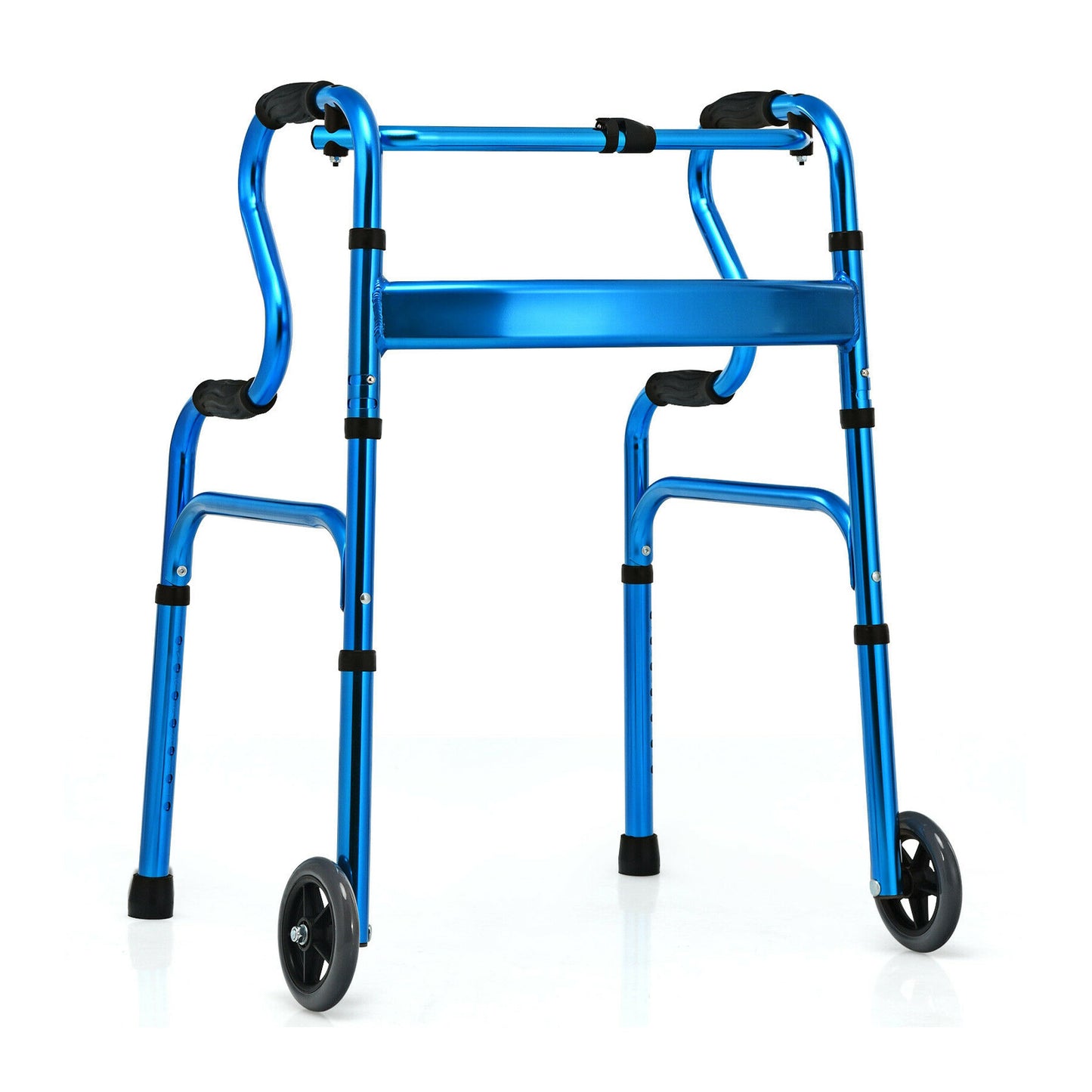 Aluminum Heavy-Duty Folding Wheeled Stand-Assist Walker-Blue