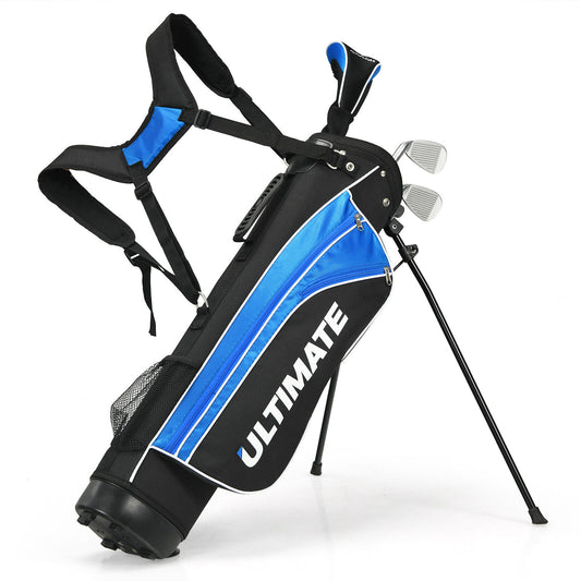 Set of 5 Ultimate 31 Inch Portable Junior Complete Golf Club Set for Kids Age 8+ -Blue